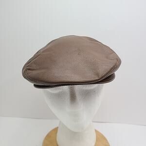 Brown 100% LEATHER Driving Cap Newsboy Hat Golf Gatsby Turkey Sz 58 US 7 1/4